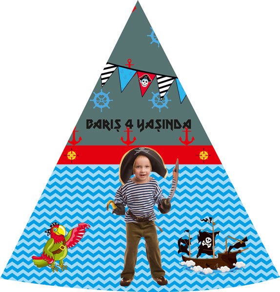 Korsan Temalı Kişiye Özel Şapka 6 Adet