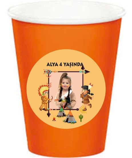 Kızılderili Temalı Kişiye Özel Bardak 6 Adet