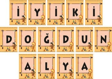 Kızılderili Temalı Kişiye Özel Asma Bayrak Afiş 4 Metre