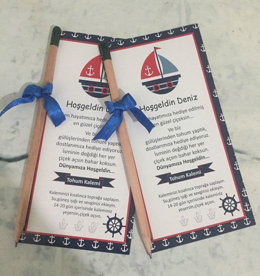 Denizci Temalı Kişiye Özel Tohum Kalemi 6 Adet