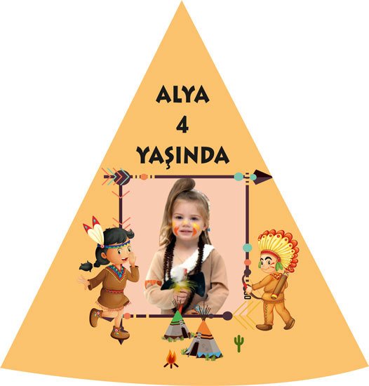 Kızılderili Temalı Kişiye Özel Şapka 6 Adet