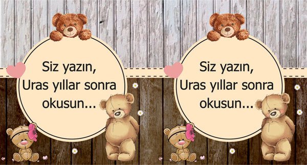 Ayıcık Temalı Kişiye Özel Hatıra Kartı 6 Adet