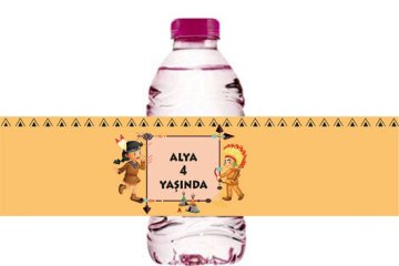 Kızılderili Temalı Kişiye Özel Su Şişesi Sargısı 6 Adet