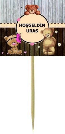 Ayıcık Temalı Kişiye Özel Küçük Kürdan 12 Adet