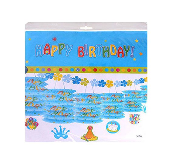 Happy Birthday Sıralı Fener Süs Mavi