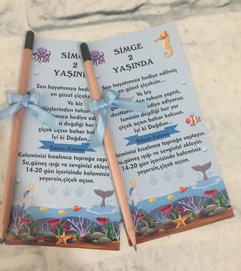 Okyanus Temalı Kişiye Özel Tohum Kalemi 6 Adet