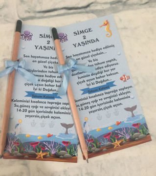 Okyanus Temalı Kişiye Özel Tohum Kalemi 6 Adet