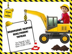 İnşaat Temalı Kişiye Özel Davetiye 6 Adet