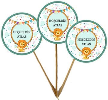 Sevimli Aslan Kişiye Özel Kürdan Süs 12 Adet