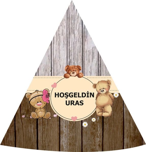 Ayıcık Temalı Kişiye Özel Şapka 6 Adet