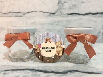 Ayıcık Temalı Kişiye Özel Şeker Kavanozu 6 Adet