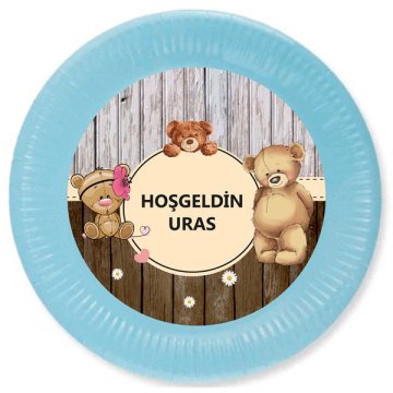 Ayıcık Temalı Kişiye Özel Tabak 6 Adet