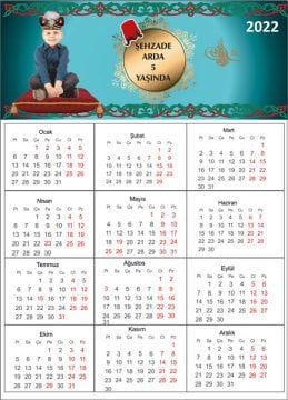 Şehzade Temalı Kişiye Özel Takvim Magnet 4 Adet