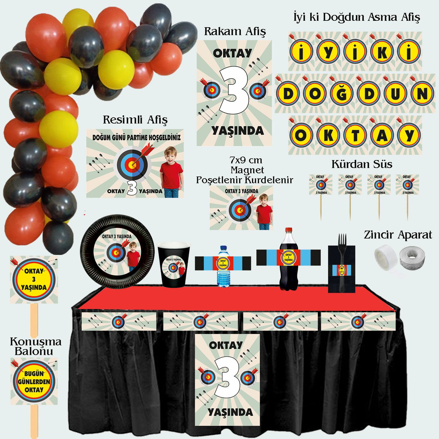 Okçu Temalı Doğum Günü Seti 10 Kişilik