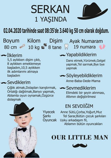 Küçük Adam Temalı Kişiye Özel Anı Magneti 1 Adet
