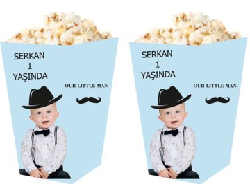 Küçük Adam Temalı Kişiye Özel Popcorn Kutusu 6 Adet