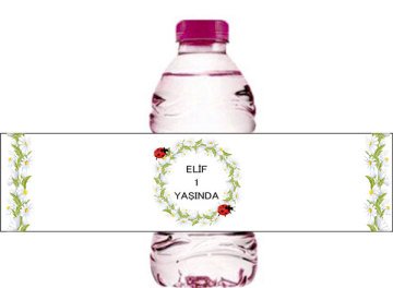 Papatya Temalı Kişiye Özel Su Şişesi Sargısı 6 Adet