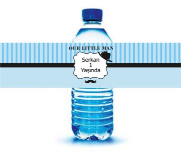 Küçük Adam Temalı Kişiye Özel Su Şişesi Sargısı 6 Adet