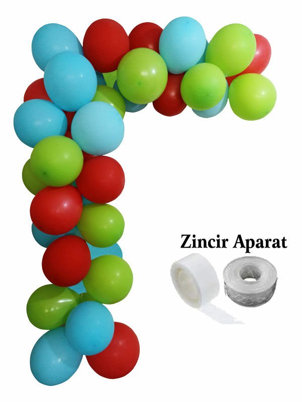 Kırmızı Yeşil Mavi Zincir Balon