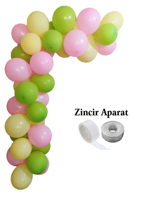 Pembe Yeşil Sarı Zincir Balon