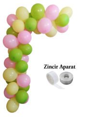 Pembe Yeşil Sarı Zincir Balon