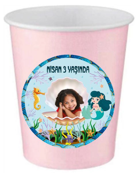 Deniz Kızı Temalı Kişiye Özel Bardak 2  6 Adet