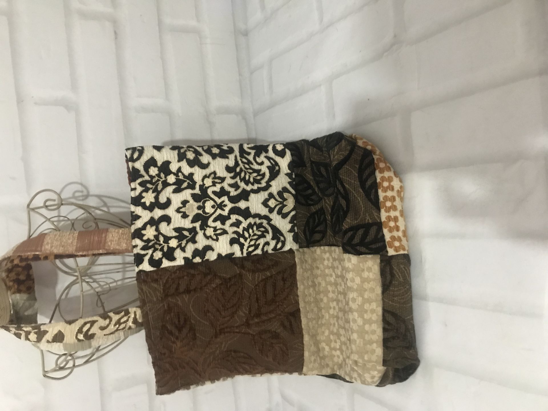 Otantik El Dikimi Astarlı Kadife Kumaş Çantası