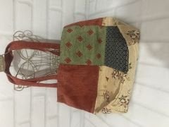 Otantik El Dikimi Astarlı Kadife Kumaş Çantası