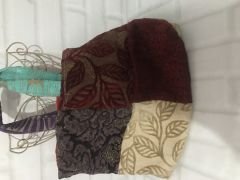 Otantik El Dikimi Astarlı Kadife Kumaş Çantası