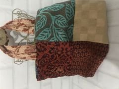 Otantik El Dikimi Astarlı Kadife Kumaş Çantası