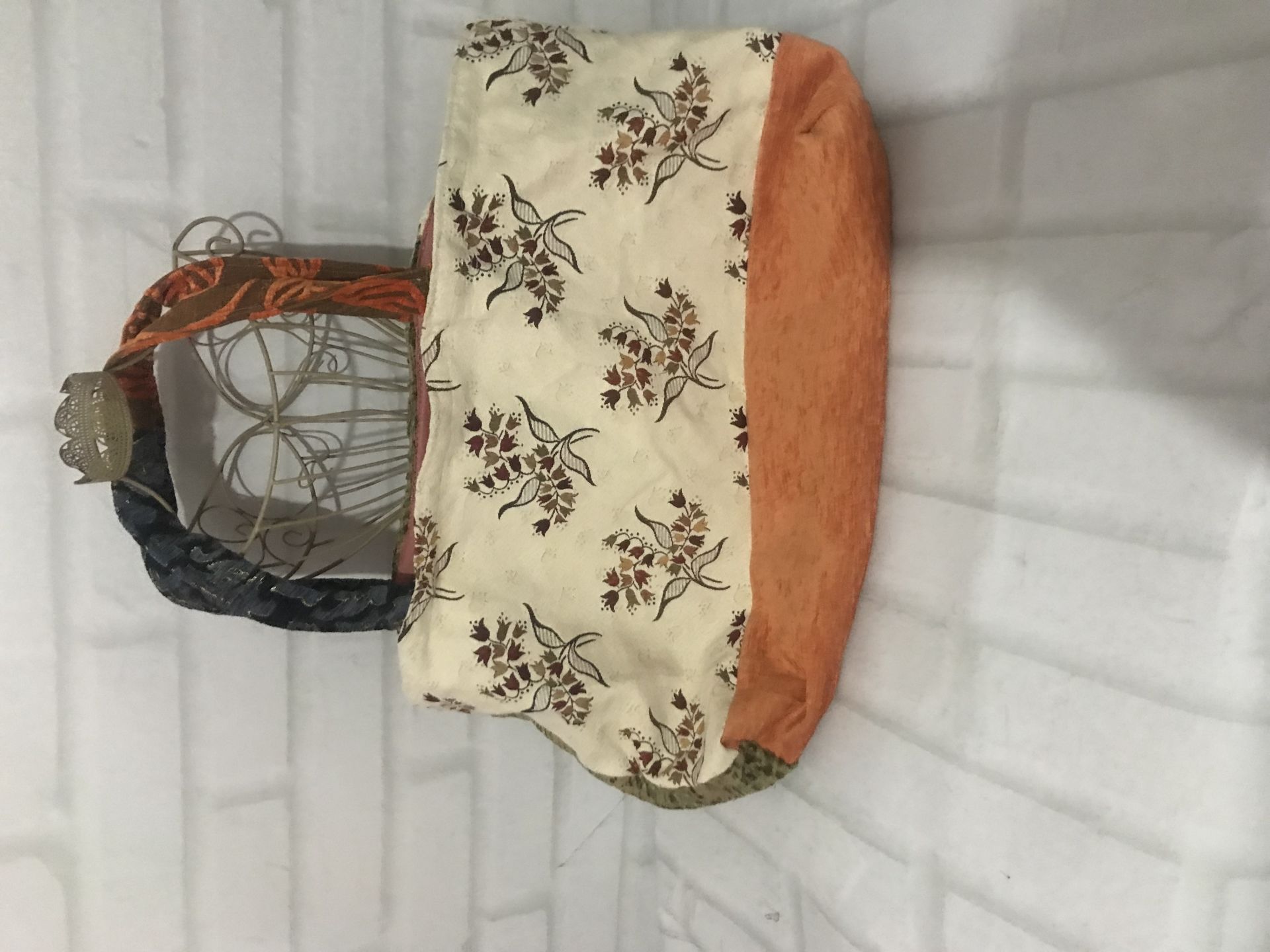 Otantik El Dikimi Astarlı Kadife Kumaş Çantası