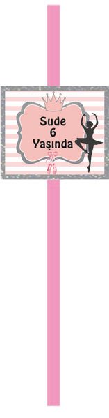 Balerin Temalı Kişiye Özel Pipet 6 Adet