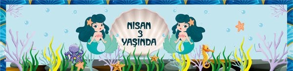 Deniz Kızı Temalı Kişiye Özel Peçete Sargısı 6 Adet