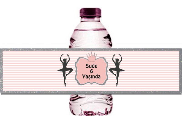 Balerin Temalı Kişiye Özel Su Şişesi Sargısı 6 Adet