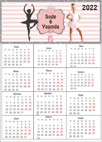 Balerin Temalı Kişiye Özel Takvim Magnet 4 Adet