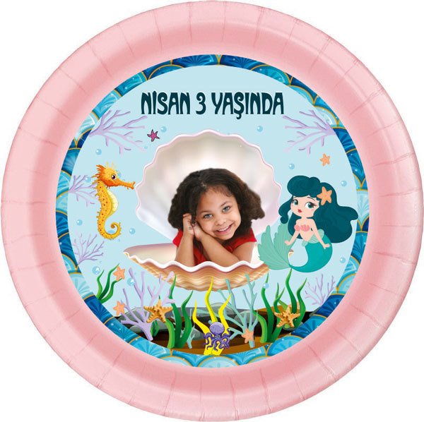 Deniz Kızı Temalı Kişiye Özel Tabak2  6 Adet
