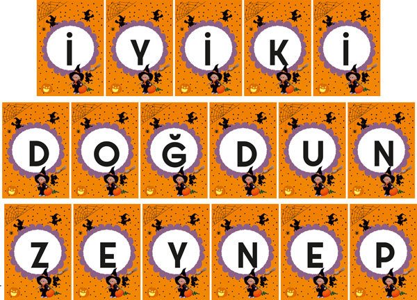 Minik Cadı Kişiye Özel Asma Bayrak Afiş 4 Metre