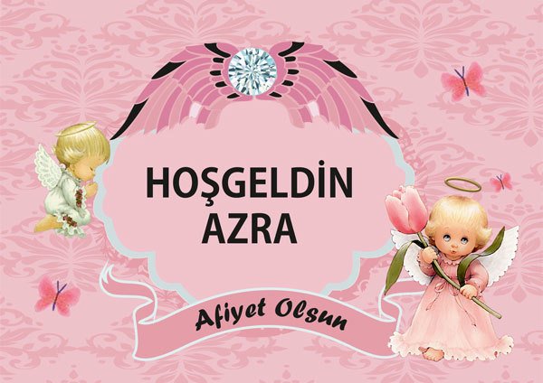 Melek Temalı Kişiye Özel Amerikan Servisi 6 Adet