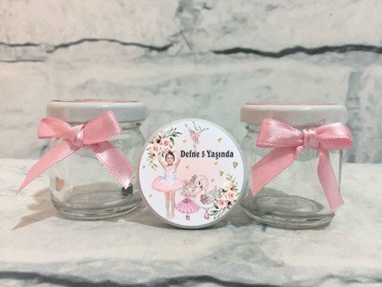 Balerin 2 Temalı Kişiye Özel Şeker Kavanozu 6 Adet