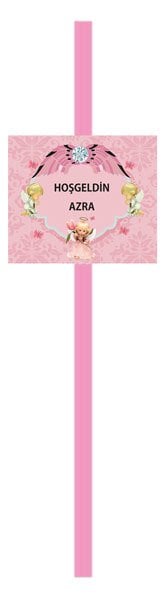 Melek Temalı Kişiye Özel Pipet 6 Adet