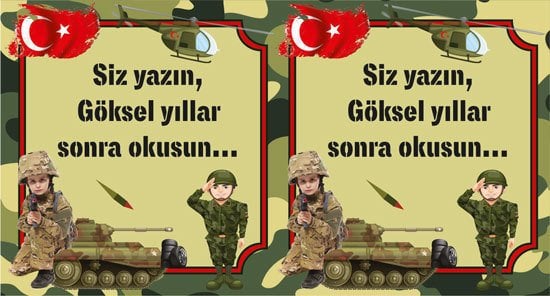 Asker Temalı Kişiye Özel Hatıra Kartı 6 Adet
