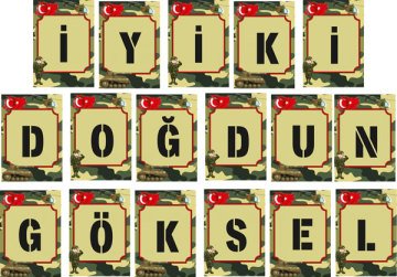 Asker Temalı Kişiye Özel Asma Bayrak Afiş 4 Metre