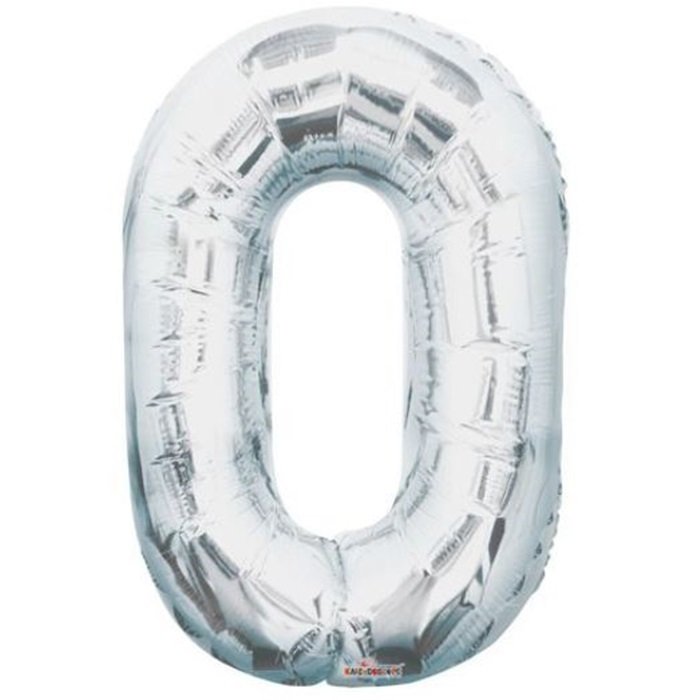 O Rakam Folyo Balon Gümüş 1 Adet / 1 Metre