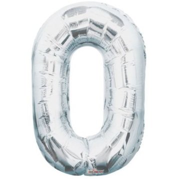 O Rakam Folyo Balon Gümüş 1 Adet / 1 Metre