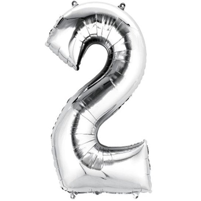 2 Rakam Folyo Balon Gümüş 1 Adet / 1 Metre