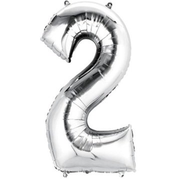 2 Rakam Folyo Balon Gümüş 1 Adet / 1 Metre