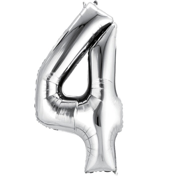 4 Rakam Folyo Balon Gümüş 1 Adet / 1 Metre