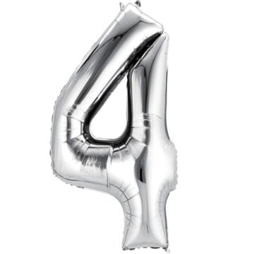 4 Rakam Folyo Balon Gümüş 1 Adet / 1 Metre