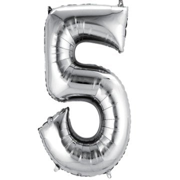 5 Rakam Folyo Balon Gümüş 1 Adet / 1 Metre