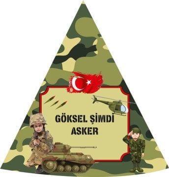 Asker Temalı Kişiye Özel Şapka 6 Adet